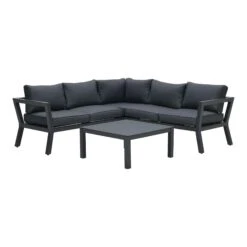 Lounge Sitzgruppe Set COLORADO In Farbe Gestell Schwarz / Polster Schwarz