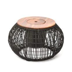 Beistelltisch Gartentisch Mit Behälter D: 58cm In Schwarz