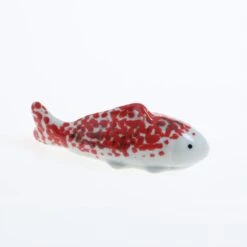 Teichdeko Fisch Für Aquarium Schwimmend Porzellan L: 10cm In Weiß, Rot