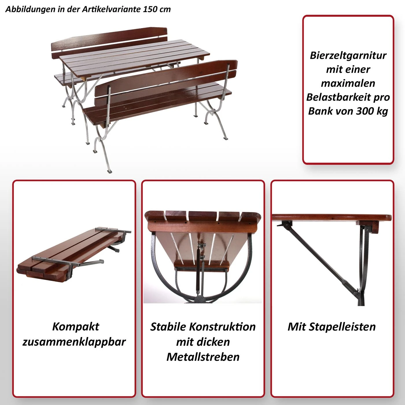 Tisch Für Gastronomie-Bierzeltgarnitur Graz, 180 Cm 4 Tisch Für Gastronomie-Bierzeltgarnitur Graz, 180 Cm – Bild 2