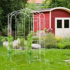 Rosenpavillon In Weiß - (B)160 X (H)250 X (T)160 Cm -Freien Gartenserien Geschäft relaxdays rosenpavillon in weiss b 160 x h 250 x t 160 cm 2