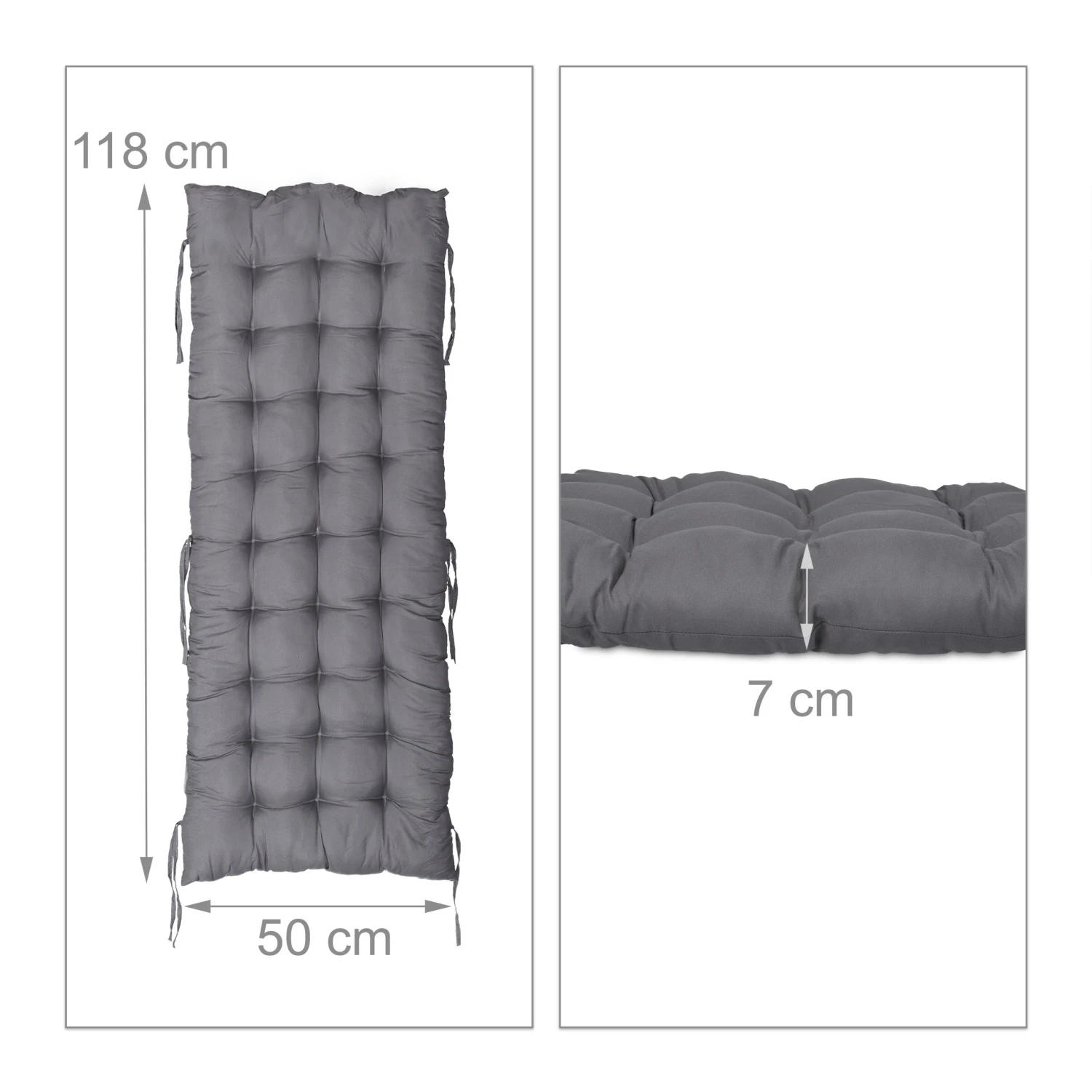 Stuhlkissen In Grau - (B)118 X (H)7 X (T)50 Cm 6 Stuhlkissen In Grau - (B)118 X (H)7 X (T)50 Cm – Bild 4