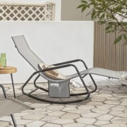 Schaukelliege In Hellgrau - (B)145 X (H)84 X (T)57cm -Freien Gartenserien Geschäft sobuy schaukelliege in hellgrau b 145 x h 84 x t 57cm 2