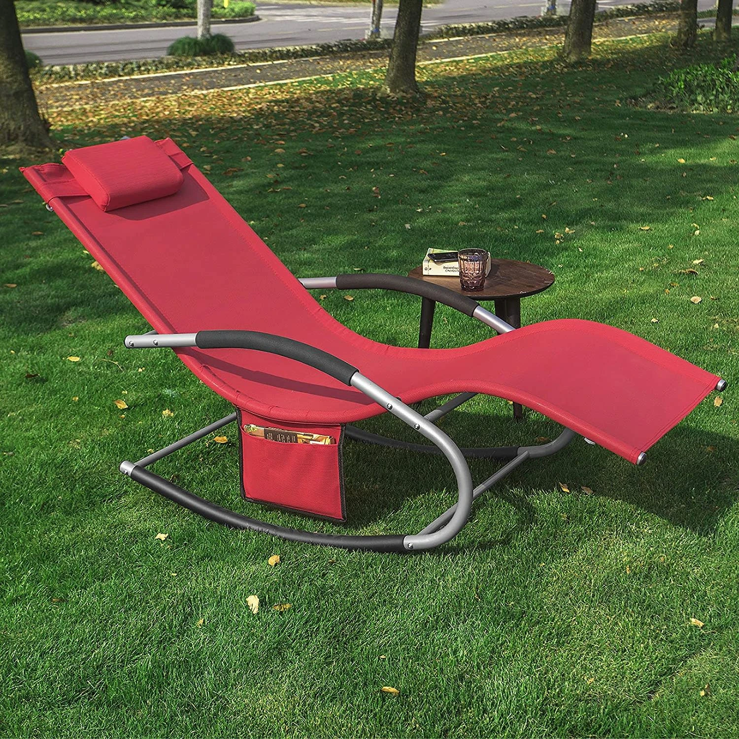 Swingliege In Rot - (B)150 X (H)63 X (T)87cm 5 Swingliege In Rot - (B)150 X (H)63 X (T)87cm – Bild 3